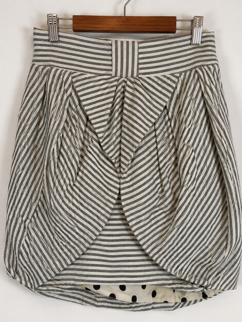 Eva Franco Striped Tulip Bubble Skirt Polka Dot Lining Size 6 Whimsigoth - Picture 5 of 9